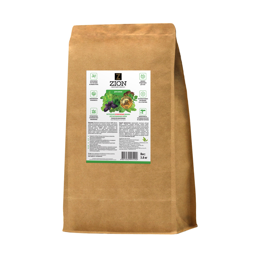Zion удобрение для зелени (крафтовый мешок, 3.8 кг)